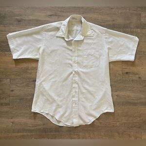 Vintage Silkalure Oleg Cassini men’s XL white textured print button down shirt